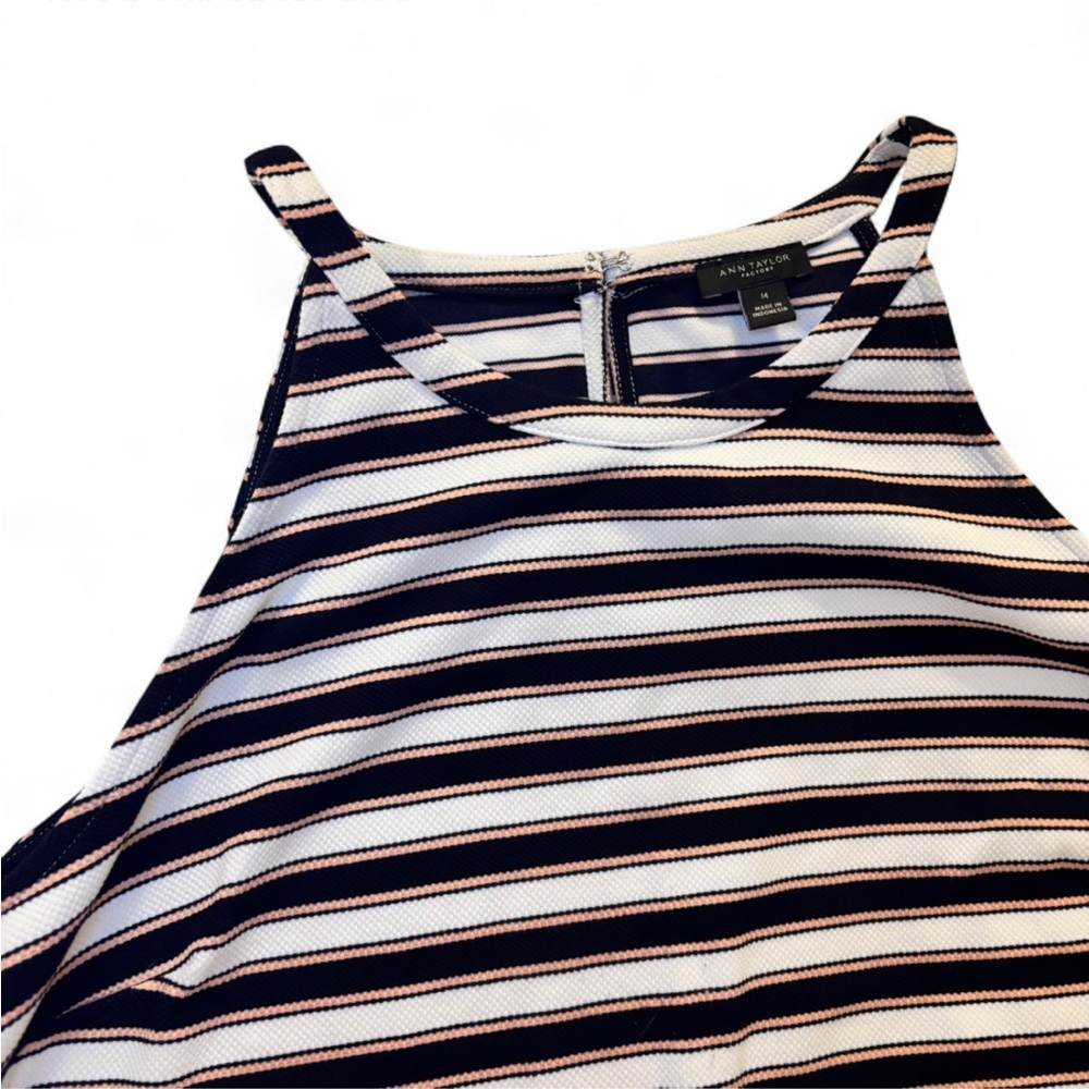 Ann Taylor Size 14 Black and White Striped Dress Sleeveless - Picture 3 of 6